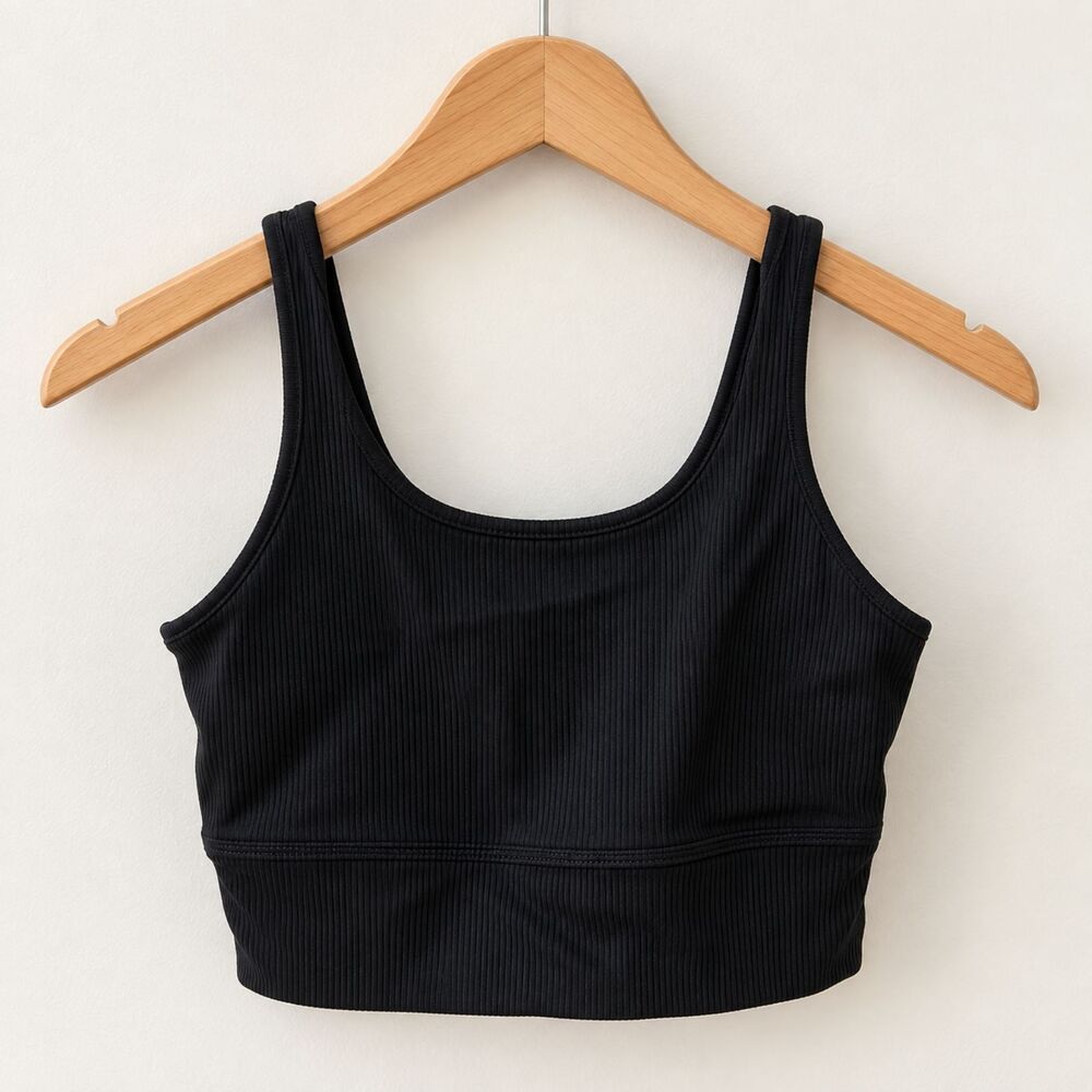Nike Women’s Small Black Ribbed Longline Sports Bra Crop Top
